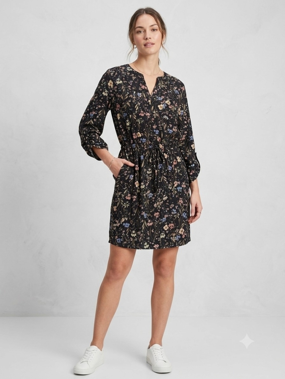 Joe Fresh Black Floral Mini Dress